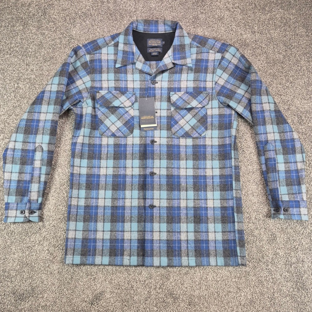 NWT Pendleton Plaid Board Shirt Mens XXL Virgin Wool Blue Original Surf Plaid